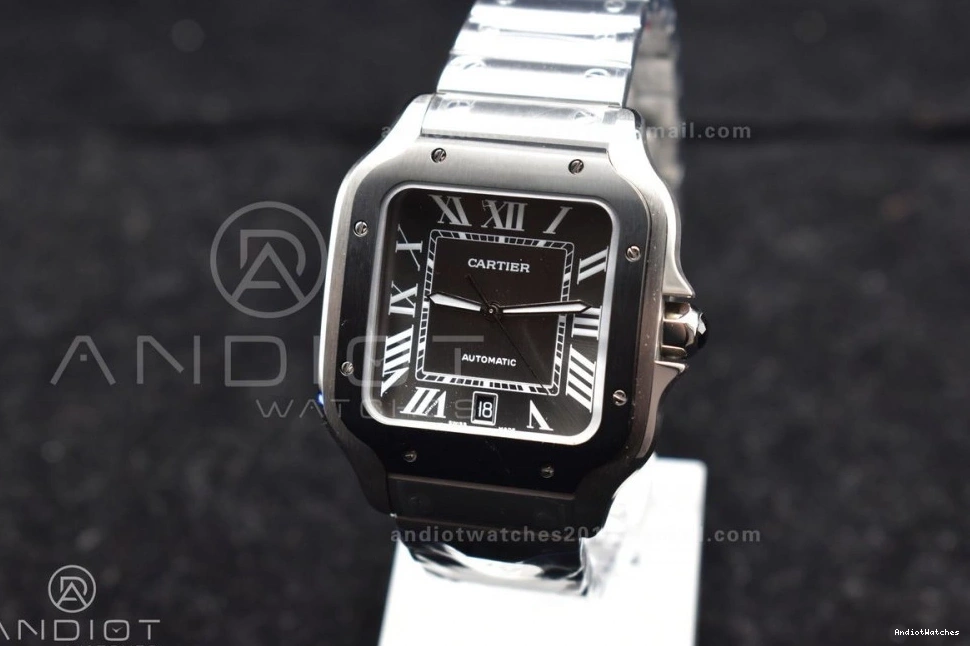 MIYOTA Cartier Bracelet Edition Best 3KF Santos SS on de NewStyle Black 1:1 40mm SS Bezel Dial 1049 White 0204